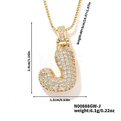 Elegant Brass Micro Pave Clear Cubic Zirconia 3D Initial Necklaces DV4415-8-1
