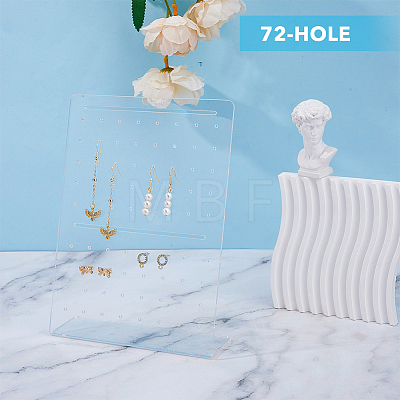 72-Hole Acrylic Slant Back Earring Display Stands EDIS-WH0021-33B-1