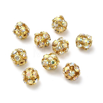 7mm Brass Rhinestone Beads X1-KK-S519-01B-01G-1