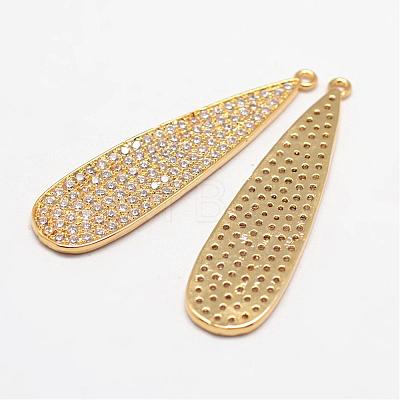 Teardrop Brass Micro Pave Cubic Zirconia Pendants ZIRC-L053-23G-1