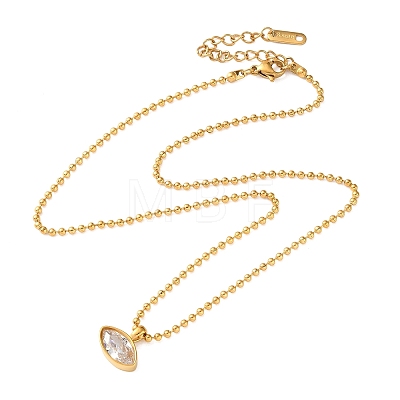 304 Stainless Steel Pave Clear Cubic Zirconia Geometric Pendant Necklaces for Women SA-CBA8C9C-11C-G-1