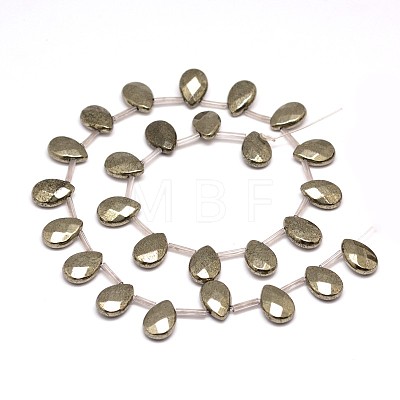 Teardrop Natural Pyrite Beads Strands G-I125-67A-1