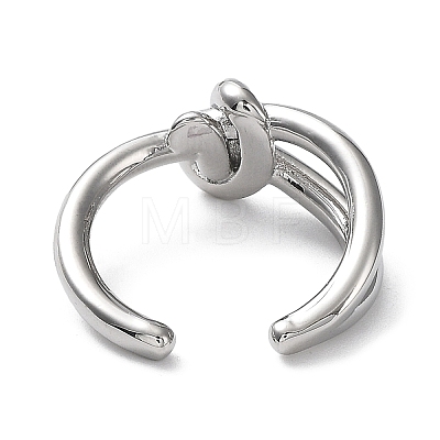 Rack Plating Brass Knot Open Cuff Rings for Women RJEW-Q777-02P-1