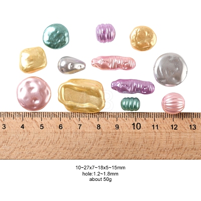 50g 5 Colors ABS Plastic Imitation Pearl Beads OACR-YW0001-24-1