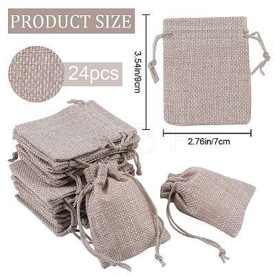 Beebeecraft 24Pcs Burlap Packing Pouches Drawstring Bags ABAG-BBC0001-07A-1