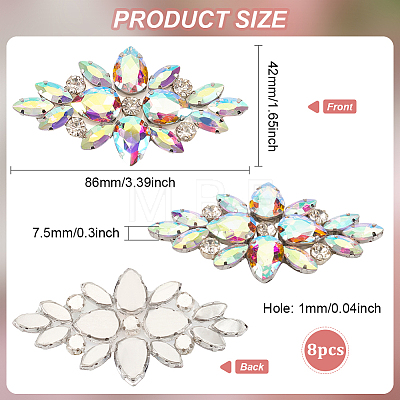 8Pcs Glass Cabochons(Hot Melt Adhesive On The Back) GGLA-FG0001-07A-1