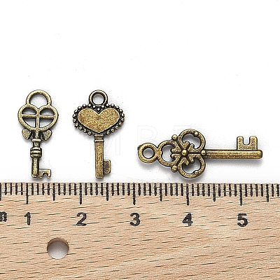 Tibetan Style Alloy Key Pendants TIBEP-X0001-02-AB-1