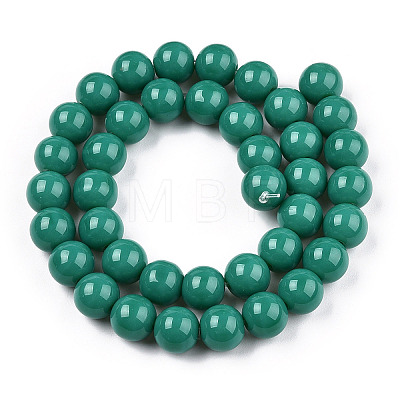 Opaque Solid Color Glass Beads Strands GLAA-T032-P10mm-12-1