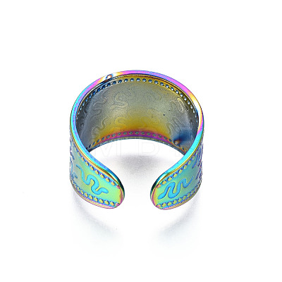 Ion Plating(IP) Rainbow Color 304 Stainless Steel Snake Pattern Open Cuff Ring RJEW-S405-257M-1