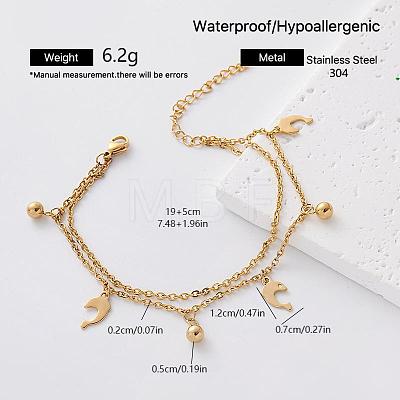 304 Stainless Steel Charm 2-Strand Bracelets for Women ER2642-4-1