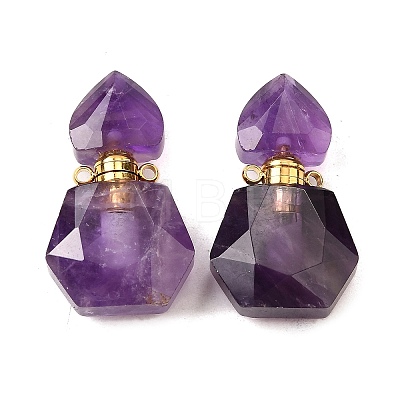 Natural Amethyst Perfume Bottle Pendants G-L623-12G-03-1