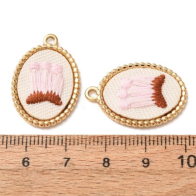 304 Stainless Steel & Cloth Embroidered Pendants FB-CBAFBAF-09G-02-1
