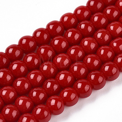 Opaque Solid Color Glass Beads Strands GLAA-T032-P10mm-M-1