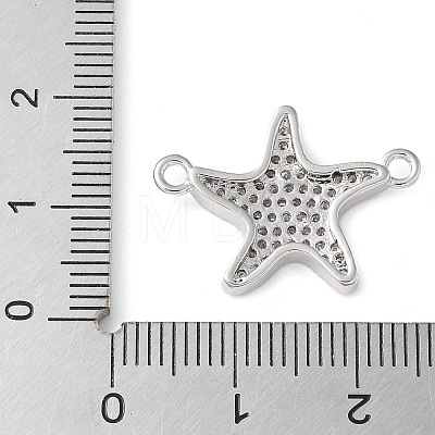 Brass Micro Pave Clear Cubic Zirconia Connector Charms KK-C086-14P-01-1