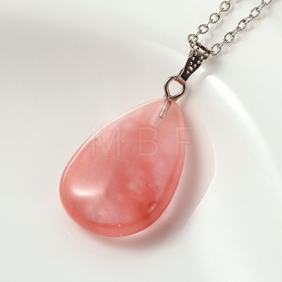 Natural & Synthetic Mixed Stone Pendant Necklaces NJEW-JN01116-1