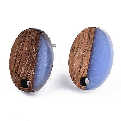 Resin & Walnut Wood Stud Earring Findings MAK-N032-004A-A08-1