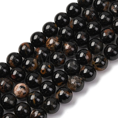 Natural Black Tourmaline Beads Strands X-G-F666-05A-8mm-1