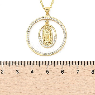 Brass Micro Pave Clear Cubic Zirconia Ring Pendant Necklaces NJEW-P322-A03-G-1