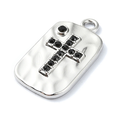 Rack Plating Alloy with Black Rhinestone Pendants FIND-Z051-04P-05-1