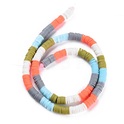 Fixed 5 Color Handmade Polymer Clay Bead Strands CLAY-S096-029F-1