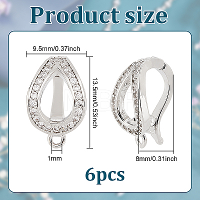 6Pcs Brass Micro Pave Clear Cubic Zirconia Twister Clasp FIND-BC0004-02-1