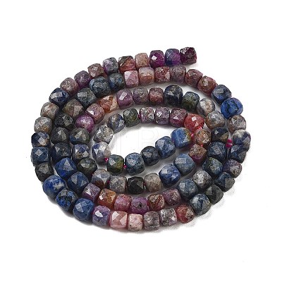 Natural Red Corundum/Ruby and Sapphire Beads Strands G-H042-A51-03-1