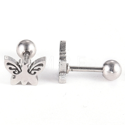 Tarnish Resistant 201 Stainless Steel Barbell Cartilage Earrings EJEW-R147-20-1