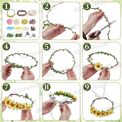 Polyester & Plastic & Iron Artificial Flower AJEW-BM0001-28-1