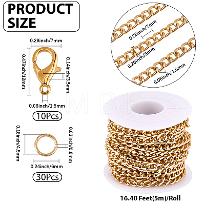 1Roll Aluminium Curb Chains CHA-BM0001-05G-1