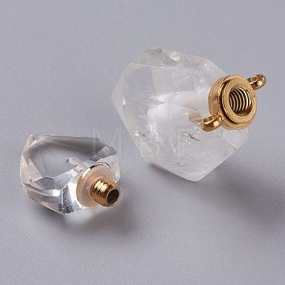 Hexagon Natural Quartz Crystal Perfume Bottle Pendants G-H241-03E-G-1