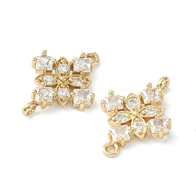 Brass Pave Cubic Zirconia Connector Charms KK-G462-45KCG-04-1