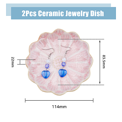 DICOSMETIC 2Pcs 2 Colors Flambed Glazed Lotus Jewelry Plate for Rings Bracelets Necklaces AJEW-DC0001-38-1