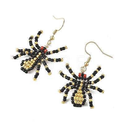 Halloween Glass Seed Bead Dangle Earrings EJEW-MZ00769-1