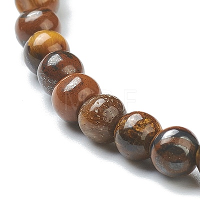 Natural Tiger Eye Beaded Stretch Bracelets BJEW-D446-A-29-1