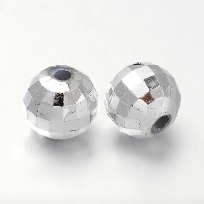 Faceted Round Plated Acrylic Beads PACR-L001-10mm-S-1