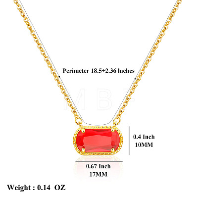 304 Stainless Steel Pave Cubic Zirconia Oval Birth Stone Pendant Necklaces for Women FS-WGC2097-01-1