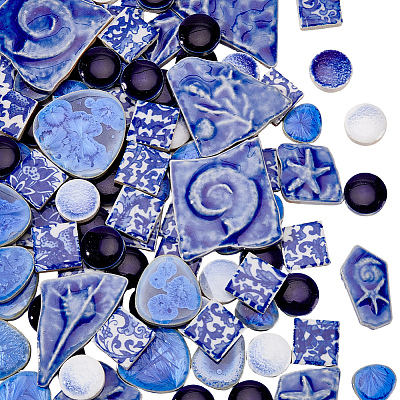 500G 4 Styles Mosaic Tiles Porcelain Cabochons DIY-SP0007-74-1
