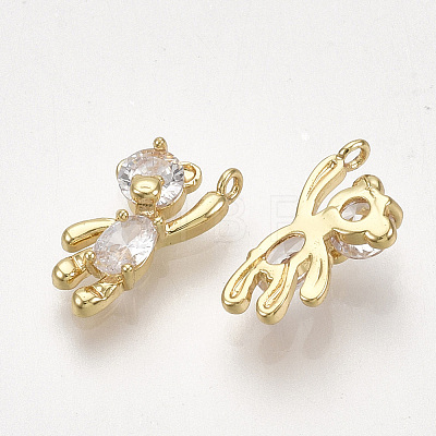 Brass Cubic Zirconia Charms X1-KK-T035-117G-1