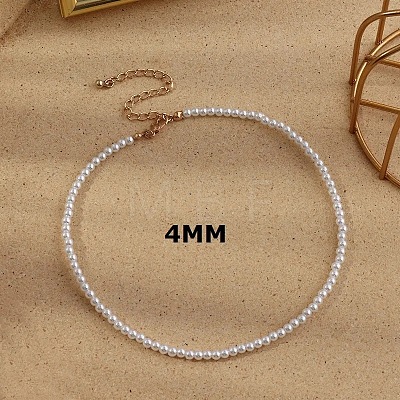 Plastic Imitation Pearl Round Beaded Necklaces for Women WGF0340-07-1