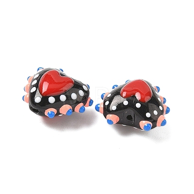 Baking Paint Glass Bumpy Beads Heart LAMP-V001-09F-1
