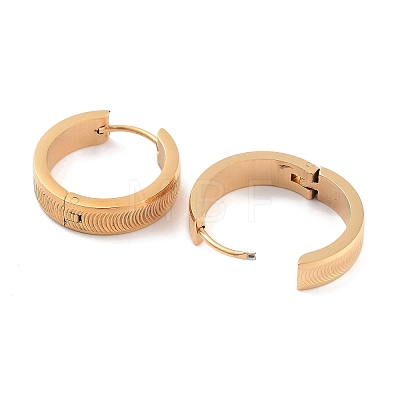 Ion Plating(IP) 304 Stainless Steel Textured Huggie Hoop Earrings for Women EJEW-C096-34G-1