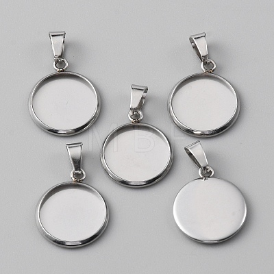10Pcs 304 Stainless Steel Pendant Cabochon Settings LS-STAS-WH0029-97B-P-1