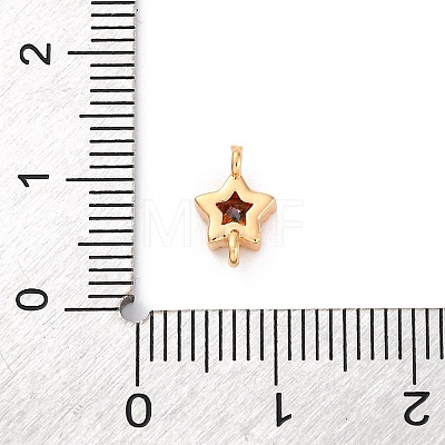 Brass Cubic Zirconia Star Connector Charms KK-Z084-11G-02-1