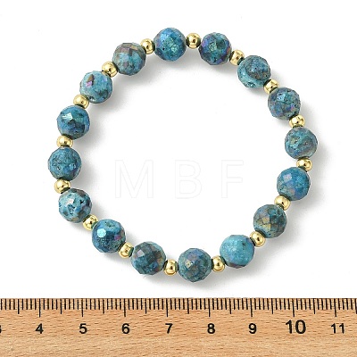 Round Electroplated Natural Druzy Geode Crystal Beaded Bracelets BJEW-JB13924-1