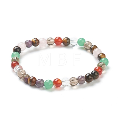 Natural Mixed Wealth Stone Beaded Stretch Bracelets BJEW-D446-B-39-1
