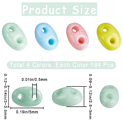 CREATCABIN 776Pcs 4 Colors 2-Hole Seed Beads SEED-CN0001-19A-1