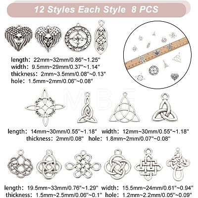 ARRICRAFT 84Pcs 14 Styles Tibetan Style Alloy Pendants FIND-AR0004-09-1