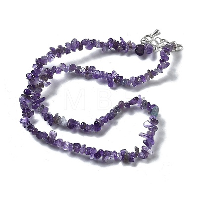 Natural Amethyst Chip Beaded Necklaces for Men Women NJEW-G159-01U-1