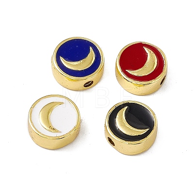 Real 18K Gold Plated Brass Enamel Beads KK-A170-01G-M-1