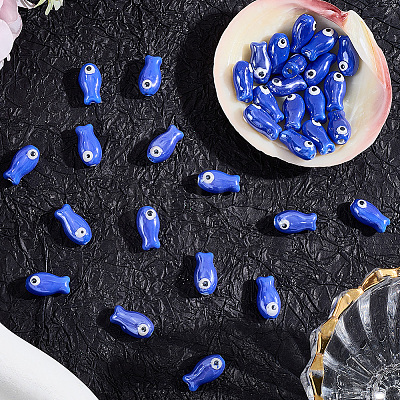40Pcs Handmade Porcelain Ceramic Beads PORC-LT0001-07-1